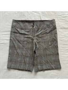 Y2K Heart Soul Gray Plaid Bermuda Shorts Paper Tag Low Rise Size 3